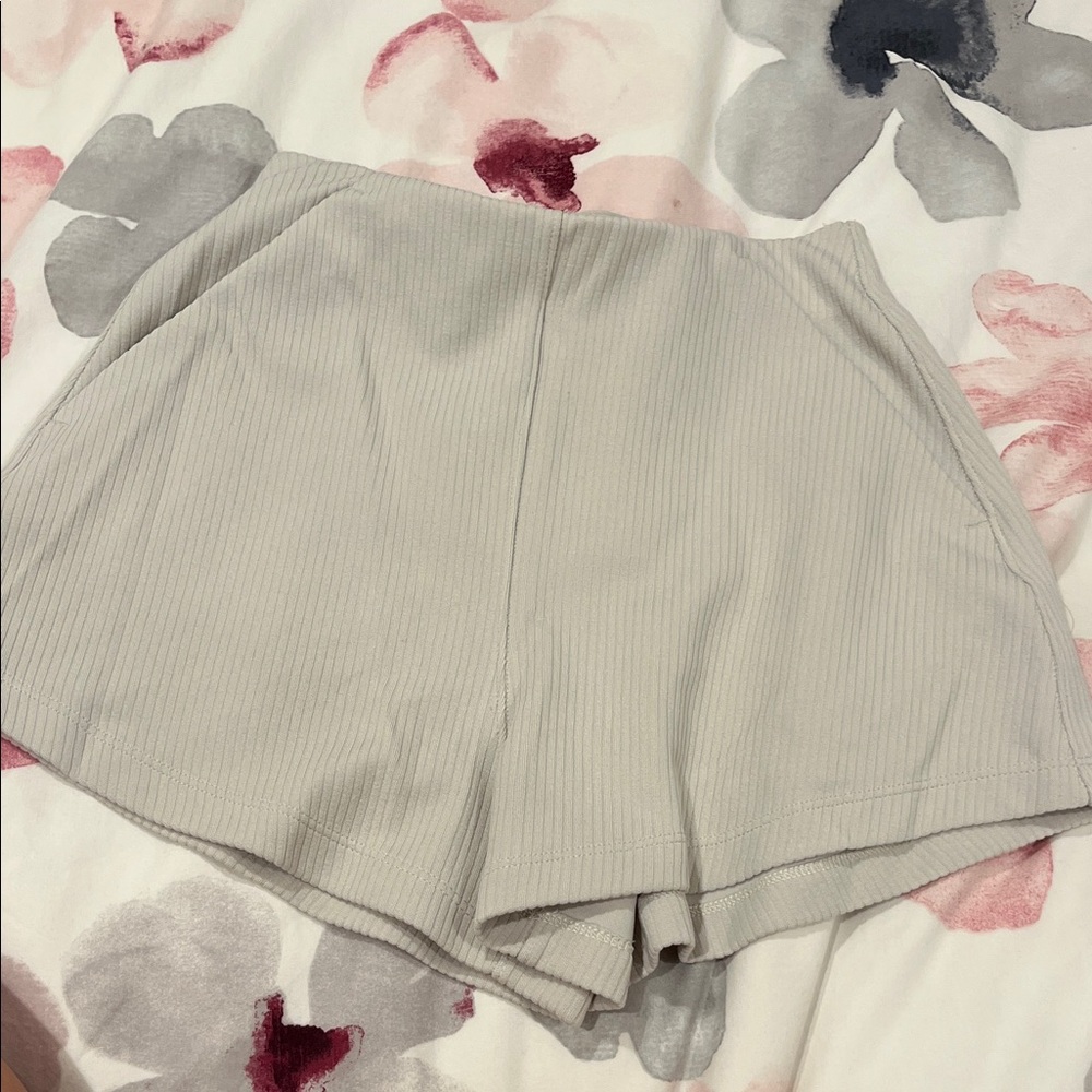 lululemon athletica High Waist Ribbed Cream Shorts